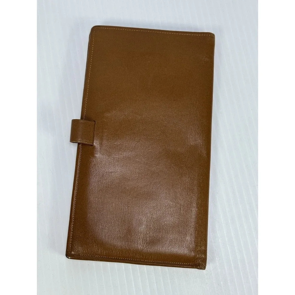 Vintage Travel Bifold Brown Mello Touch Cowhide Leather Passport Organizer 4.5x8